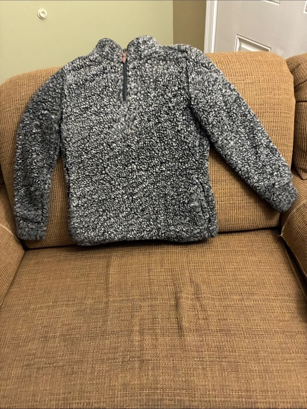 Weatherproof Vintage Women’s Sherpa Quarter Zip Fleece Pullover Pockets Gray S